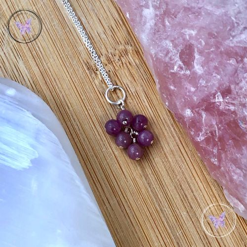 Ruby Cluster July Birthstone Necklace